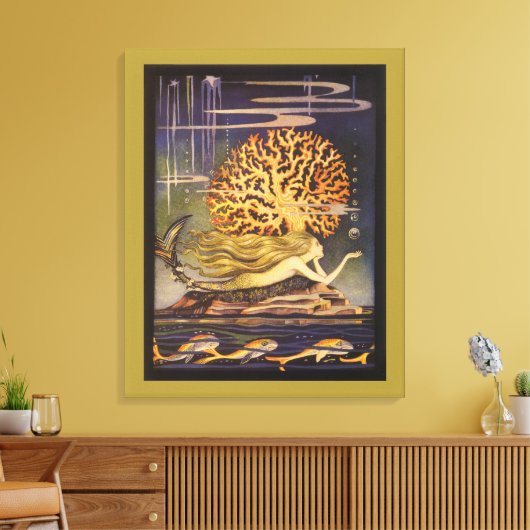  vallei, kleine zeemeermin in oceaankoraal canvas afdruk (Insitu (Woonkamer))