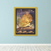  vallei, kleine zeemeermin in oceaankoraal canvas afdruk (Insitu (Houten vloer))