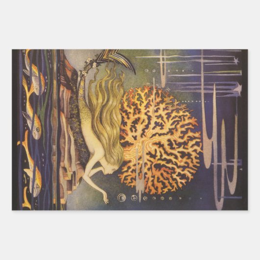  vallei, kleine zeemeermin in oceaankoraal inpakpapier vel (Voorkant 2)