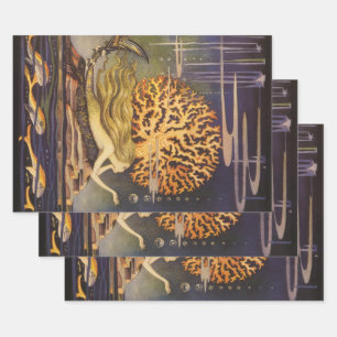  vallei, kleine zeemeermin in oceaankoraal inpakpapier vel