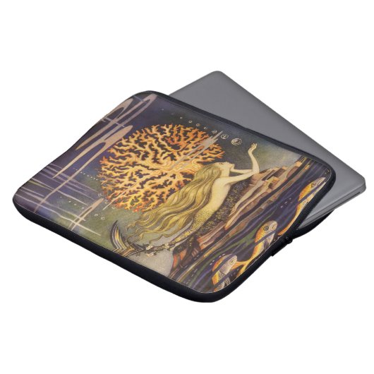  vallei, kleine zeemeermin in oceaankoraal laptop sleeve (Voorkant top)