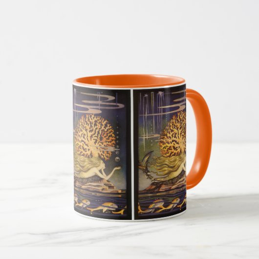 vallei, kleine zeemeermin in oceaankoraal mok (Voorkant rechts)