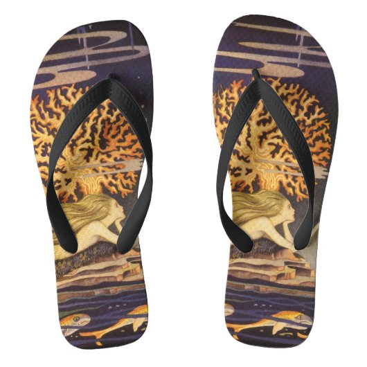  vallei, kleine zeemeermin in oceaankoraal teenslippers (Voetbed)