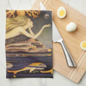  vallei, kleine zeemeermin in oceaankoraal theedoek (Quarter Fold)