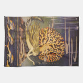  vallei, kleine zeemeermin in oceaankoraal theedoek (Horizontaal)