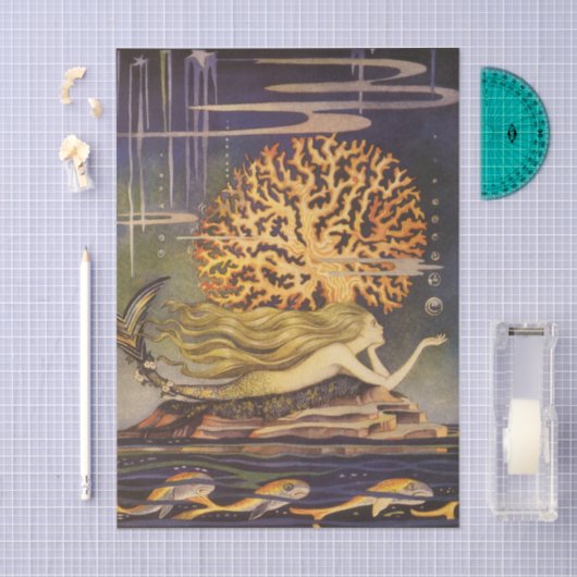  vallei, kleine zeemeermin in oceaankoraal tissuepapier (Craft)