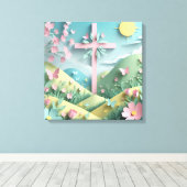 Vallei met het Kruis Kunstprint Canvas Afdruk (Insitu (Houten vloer))