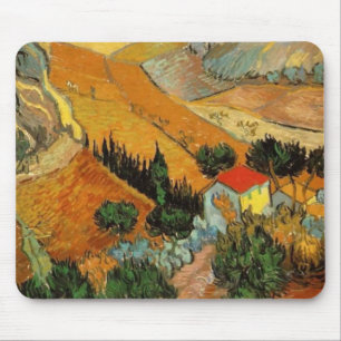 Vallei met Ploughman (F727) Van Gogh Fine Art. Muismat
