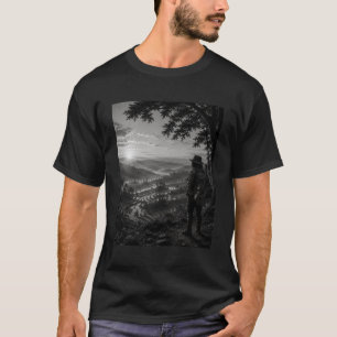 Vallei van de dageraad Zwart & Wit Zwervende Gitar T-shirt