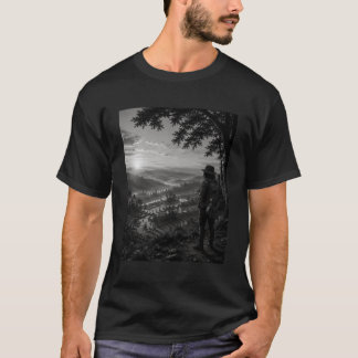 Vallei van de dageraad Zwart & Wit Zwervende Gitar T-shirt