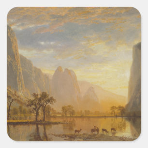 Vallei van de Yosemite (1864) - Albert Bierstadt Vierkante Sticker
