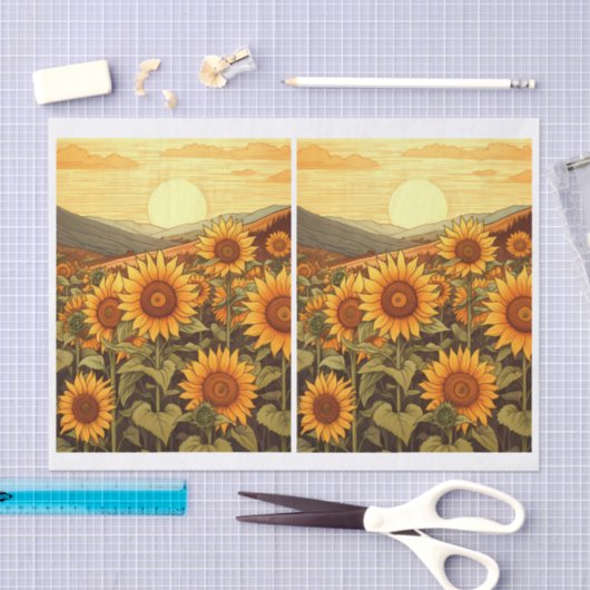 Vallei van zonnebloemen illustraties tissuepapier (Craft)