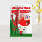 Valleien & Trotse Rugby Verjaardag Kaart (Gele Bloem)