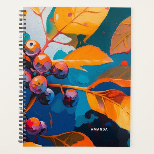 Vallen bladeren en bessen. Abstracte herfstbloemen Planner (Voorkant)