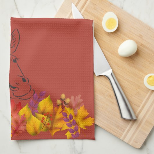 Vallen bladeren en inkt ezel theedoek (Quarter Fold)