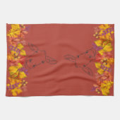 Vallen bladeren en inkt ezel theedoek (Horizontaal)