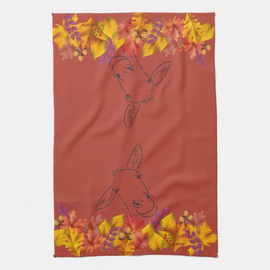 Vallen bladeren en inkt ezel theedoek (Verticaal)