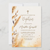 Vallen Bladeren en Pampas Meisje Doop Kaart (Voorkant)