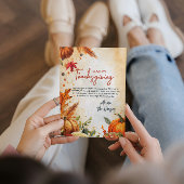 Vallen bladeren en pompoenen Beige Thanksgiving Cu Feestdagenkaart