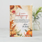 Vallen bladeren en pompoenen Beige Thanksgiving Cu Feestdagenkaart (Staand voorkant)