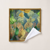 Vallen Bladeren Groen, Bruin, Roest, Blauwgroen Ru Bad Handdoek (Wasdoekje)