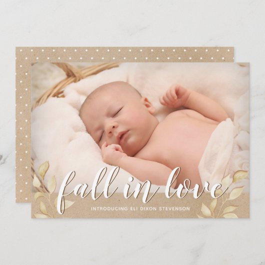 Vallen bladeren "Herfst in liefde" Aankondiging ge (Voorkant / Achterkant)