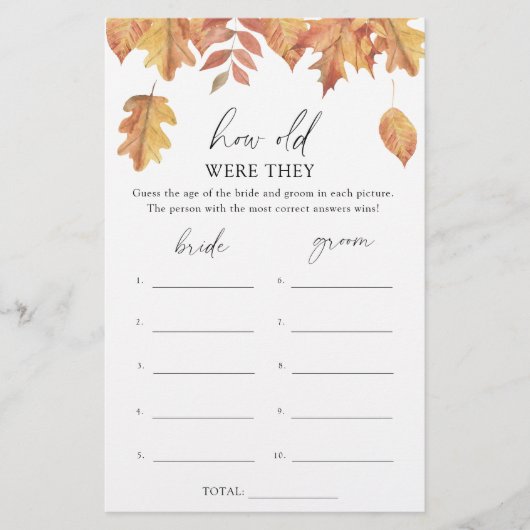 Vallen bladeren - Hoe oud waren ze bruids spel (Voorkant)