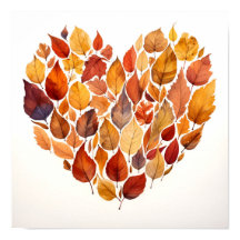 Vallen bladeren in de vorm van een hart print