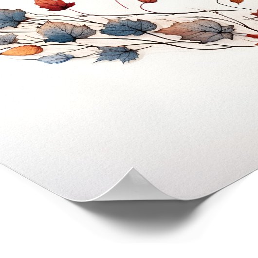 Vallen bladeren in de vorm van een hart print (Hoek)