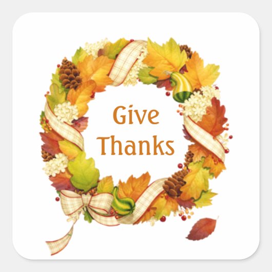 Vallen bladeren krans Thanksgiving Sticker (Voorkant)