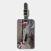Vallen bladeren op oud hout bagagelabel (Voorkant verticaal)