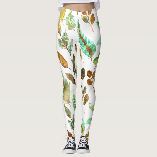 Vallen bladeren Patroon Leggings (Voorkant)
