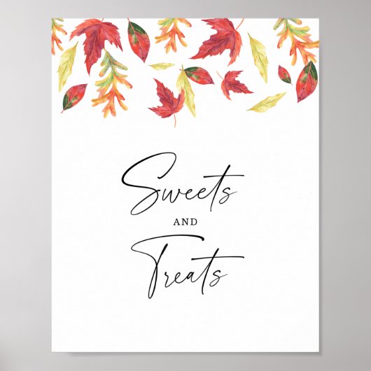 Vallen bladeren - snoep en trakteert baby shower p poster (Voorkant)