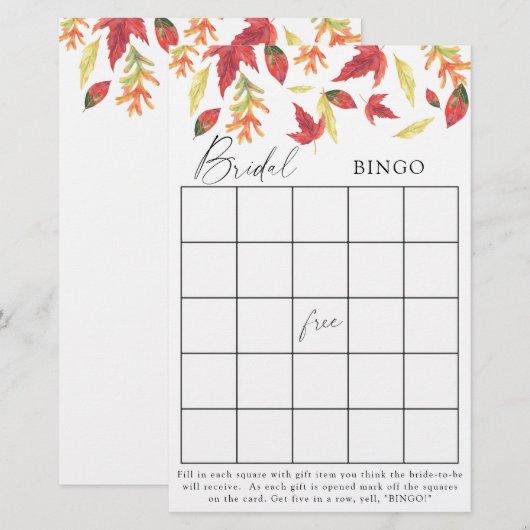 Vallen bladeren - Vrijgezellenfeest bingo spel (Voorkant / Achterkant)