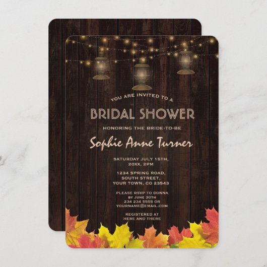 Vallen bladeren Vrijgezellenfeest van oude lantaar Kaart (Voorkant / Achterkant)