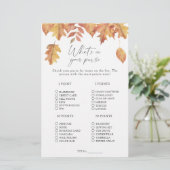 Vallen bladeren - Wat zit er in je tas spel (Staand voorkant)