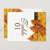 Vallen bladeren weven diamant "tafel nummer" briefkaart (Voorkant / Achterkant)