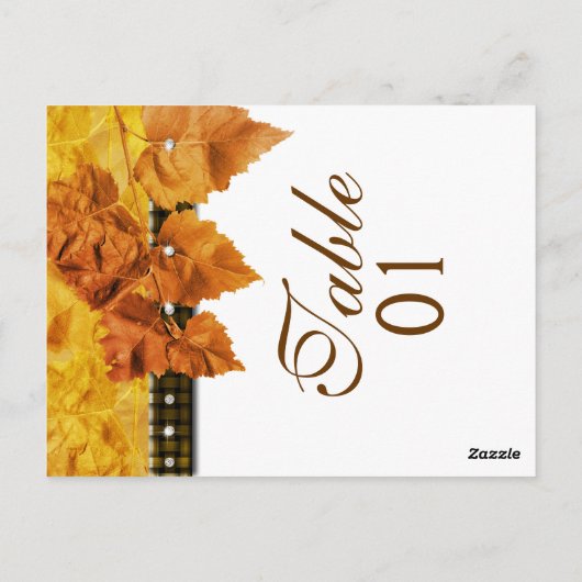 Vallen bladeren weven diamant "tafel nummer" briefkaart (Achterkant)