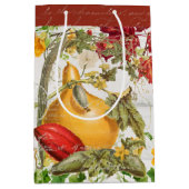 Vallen bladeren Wildflower Pompoenen Rustisch Hout Medium Cadeauzakje (Voorkant)