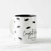 Vallen Graduation Caps Gefeliciteerd Afstudeerder Tweekleurige Koffiemok (Voorkant links)