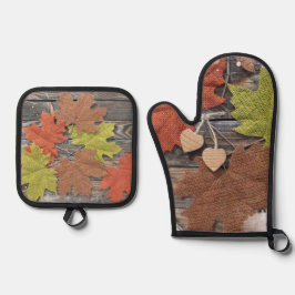 Vallen in de herfst ovenwant & pannenlap set