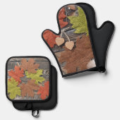 Vallen in de herfst ovenwant & pannenlap set (Voorkant / Achterkant)