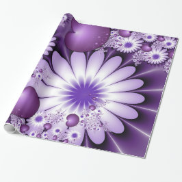 Vallen in liefde Abstracte bloemen & harten Fracta Cadeaupapier