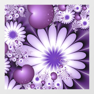Vallen in liefde Abstracte bloemen & harten Fracta Raamsticker