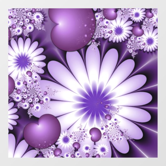 Vallen in liefde Abstracte bloemen & harten Fracta Raamsticker (Vel)