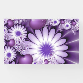 Vallen in liefde Abstracte Bloemen & Harten Fracta Spandoek