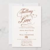 Vallen in Liefde Blad Romantische Kalligrafie Brui Kaart (Voorkant)