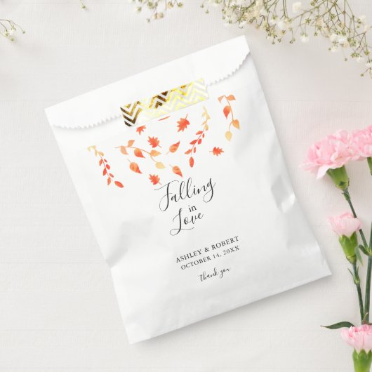 Vallen in liefde herfst bruiloft bruids gebladerte bedankzakje (Gezegeld)