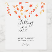 Vallen in liefde herfst bruiloft bruids gebladerte wijn etiket (Enkel label)