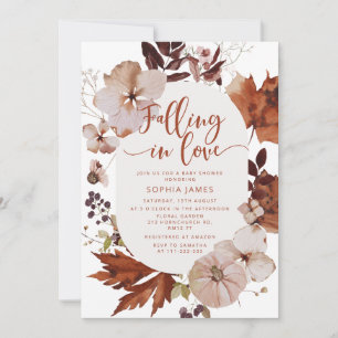 Vallen in liefde pompoen baby shower kaart